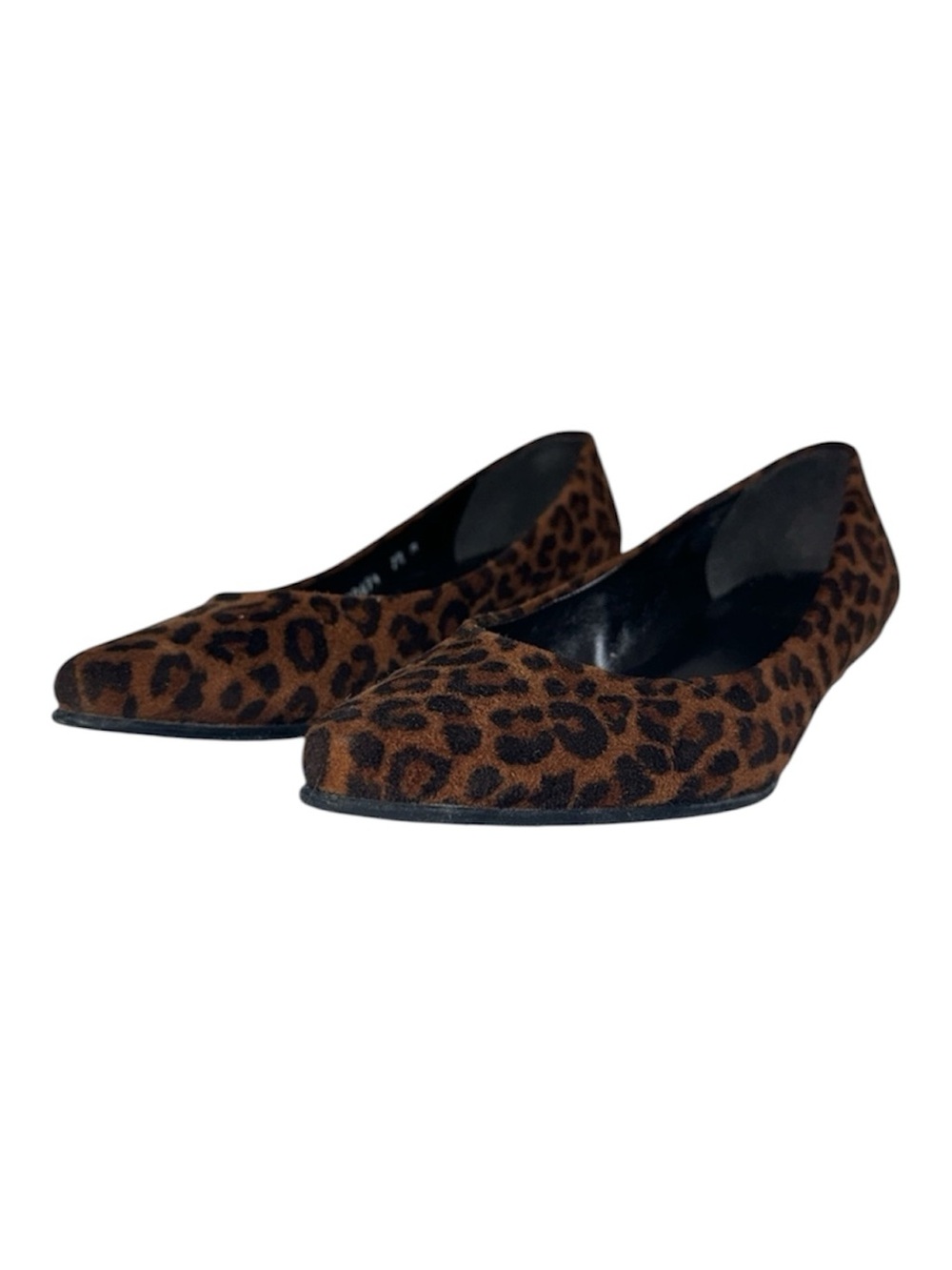 Stuart Weitzman Brandy Leo Leopard Ultrasuede Pointed Toe Brown Flats Size 7.5